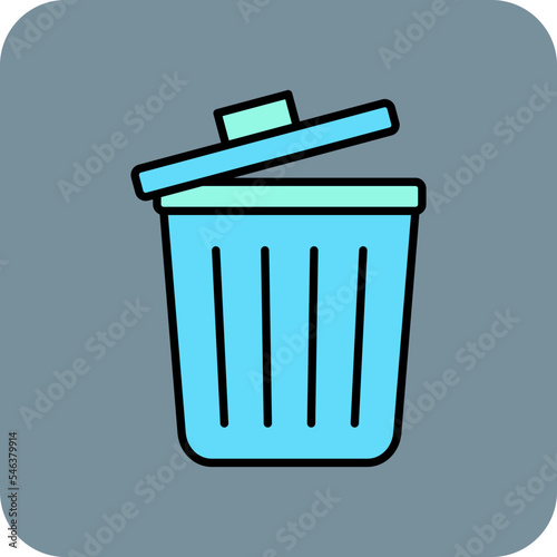 Dustbin Multicolor Round Corner Filled Line Icon