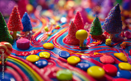 Magical Sweet Candy Land Landscape 3D