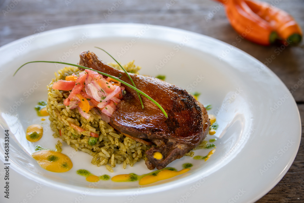 Typical peruvian food and drinks, variety of dishes on the menu Typical peruvian food and drinks, variety of dishes on the menu