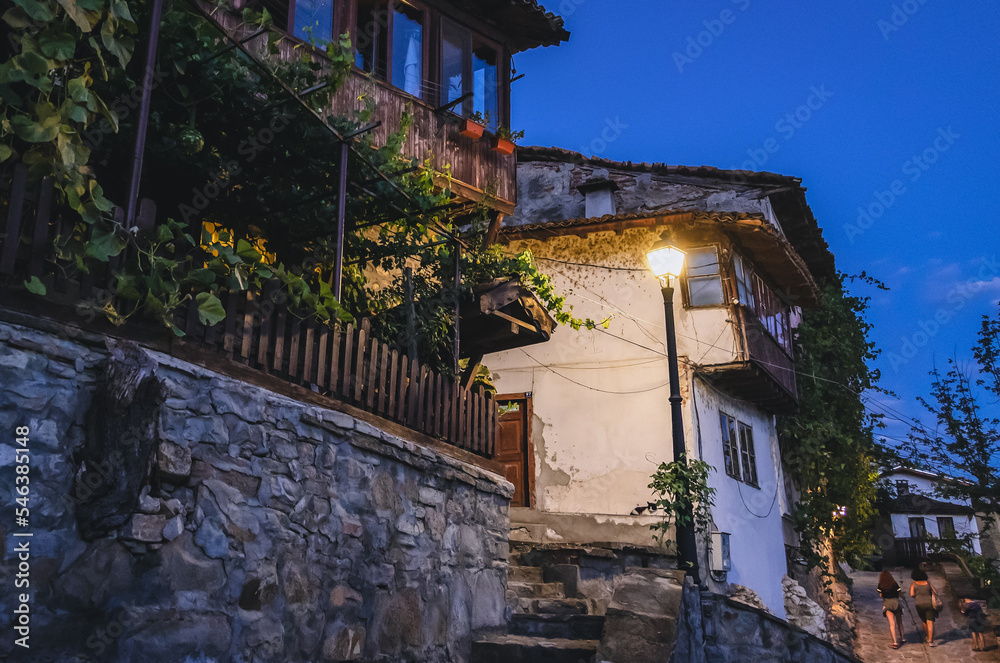 Houses on General Gurko Street in Old Town of Veliko Tarnovo city, Bulgaria