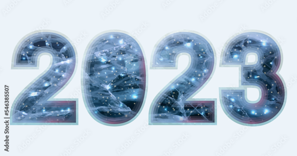 Happy New 2023 year winter banner with hoarfrost, vector illustration Happy New 2023 year winter banner with hoarfrost, vector illustration