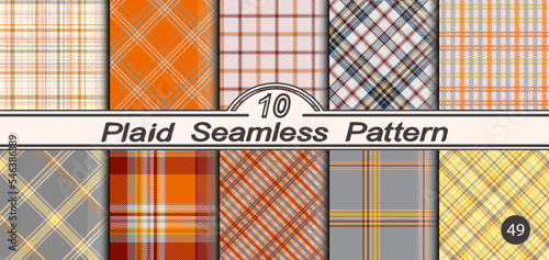 Set seamless vector check plaid colored pattern.