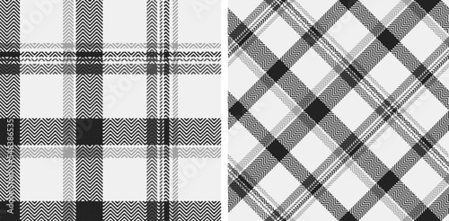 Set black and white plaid seamless pattern. photo