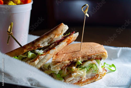 Turkey Bacon Club Sandwich - front wide view 