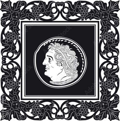 ptolemaic old coin 275 bc with vintage frame