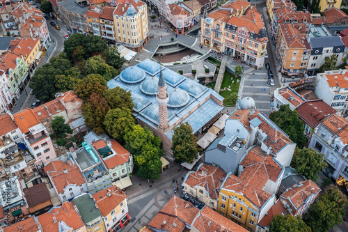 Drone photo of Mosque in historic part of Plovdiv city, Bulgaria photo