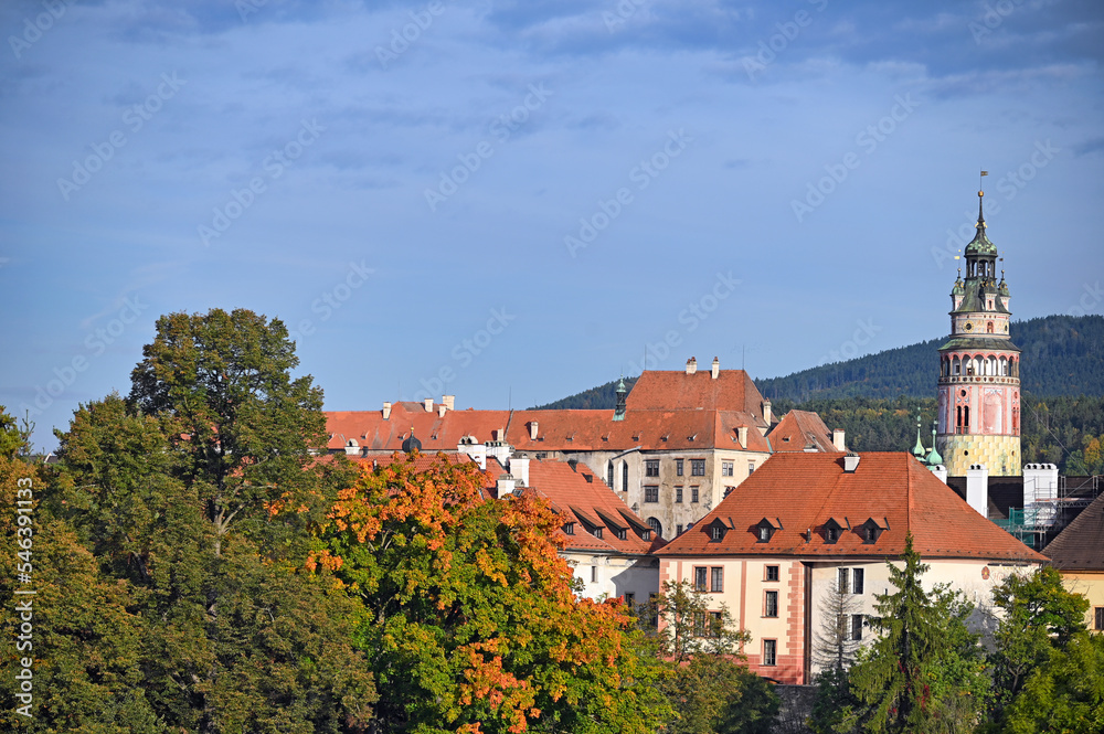 Castle tower in Cesky Krumlov Czech republic