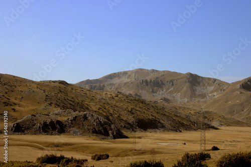 Bold mountain area without trees or shrubs with large fields in the National Park Mavrovo in Macedonia, Europe. 