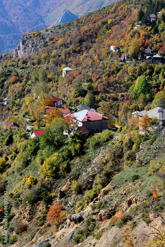 Village Galicnik, Mavrovo National Park in Macedonia, Europe. traditional Galicnik wedding. Traditional Macedonian architecture 