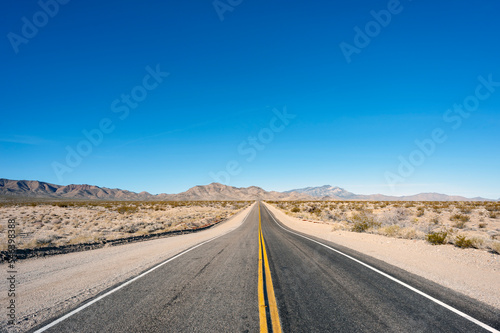 Empty desert two lane highway