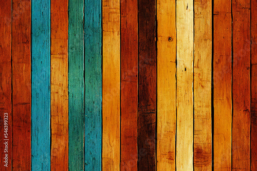 Vertical shot of Colored old wooden planks seamless textile pattern 3d illustrated