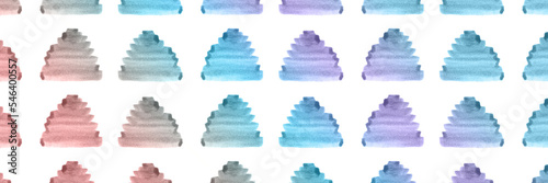 Gradient watercolor tree pattern. Summer flora background. Beautiful plant illustration. Sketch texture hand drawing art. Fir woods aquarelle card. Design pine elements. Isolated background