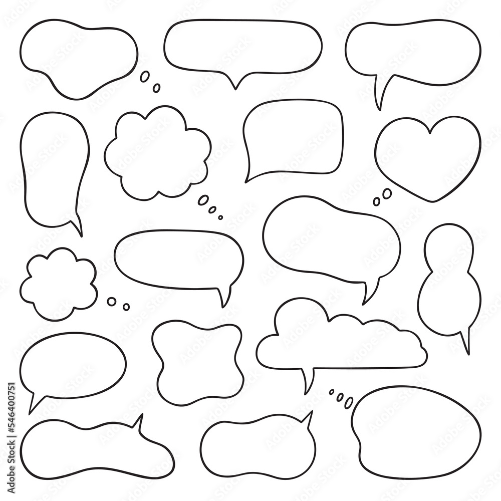 Speech bubble sketch doodle set. Hand drawn vector illustration isolated on white background. Speech bubble sketch doodle set. Hand drawn vector illustration isolated on white background.