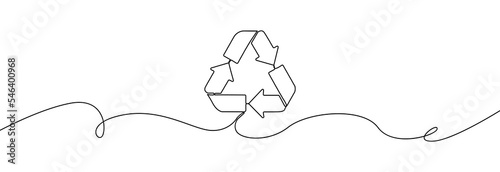 Recycling symbol one line. Recycle line icon.Recycle continuous line.Sign for packaging , recycling.ecology, eco friendly, environmental management symbols.Most used recycle signs vector