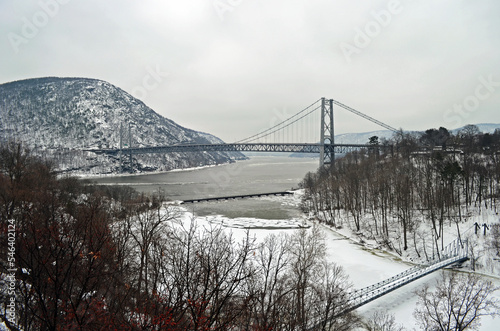 Bear Mountain bridge in winter photo