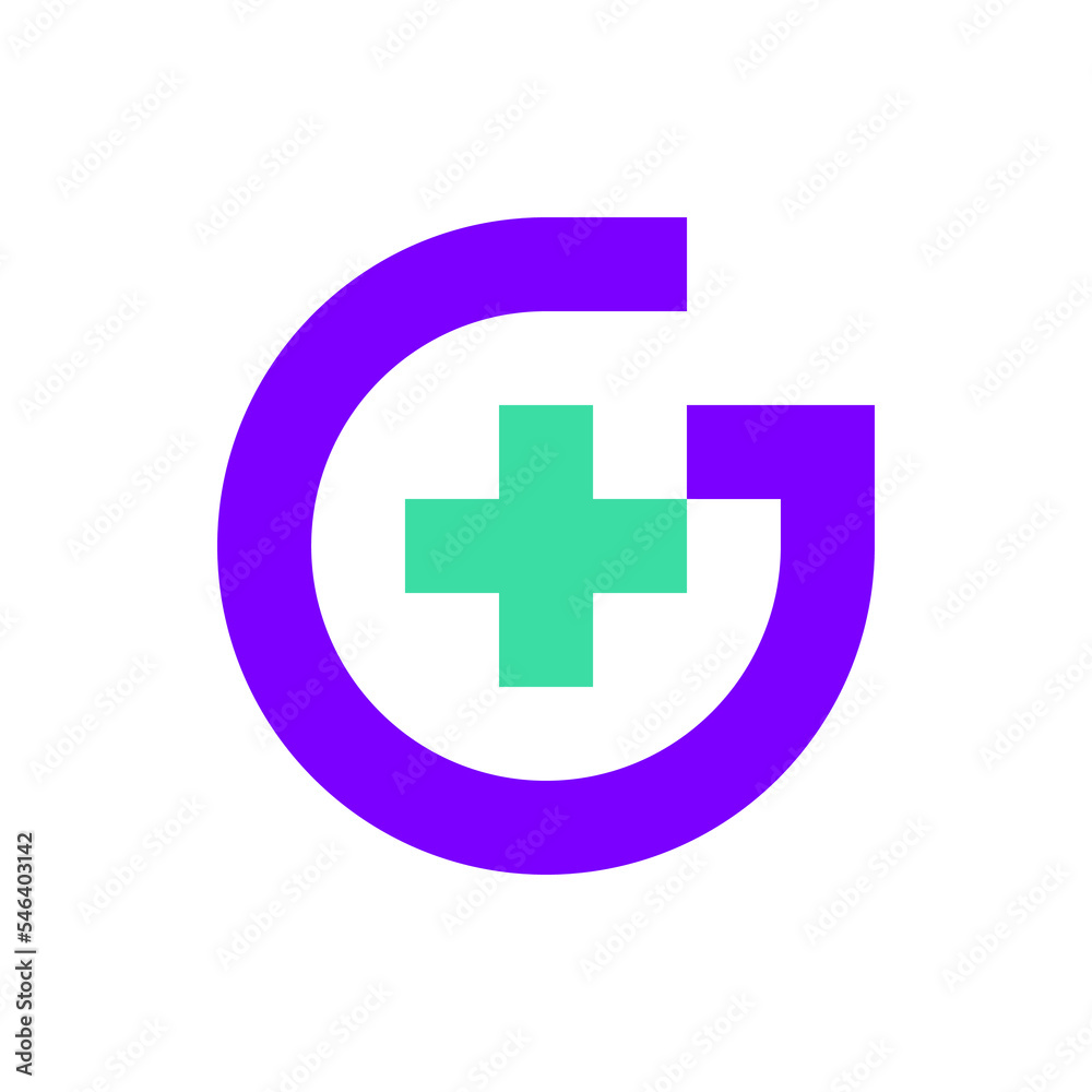 Obraz premium Letter G plus medical modern minimal logo design