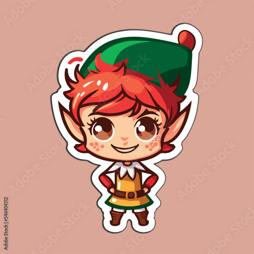 Christmas elf sticker, xmas santa elf stickers pack. Winter holidays
