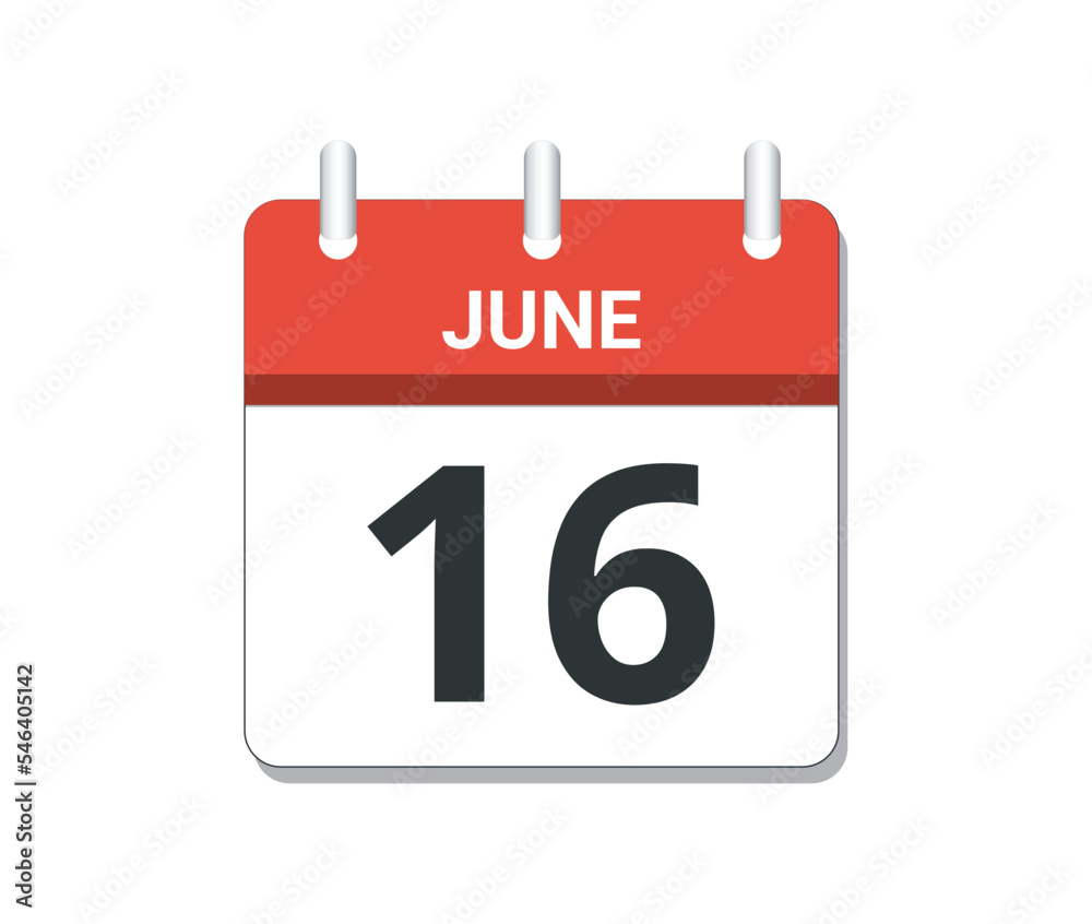 June 16th calendar icon vector. June 16th calendar icon vector.