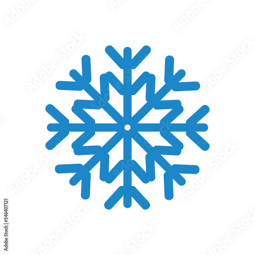Big Christmas snowflake, blue outline vector stencil on transparent background