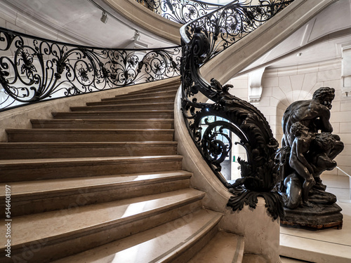 A chic twisted staircase in the Art Nouveau style in Paris. Museum Small Palace.