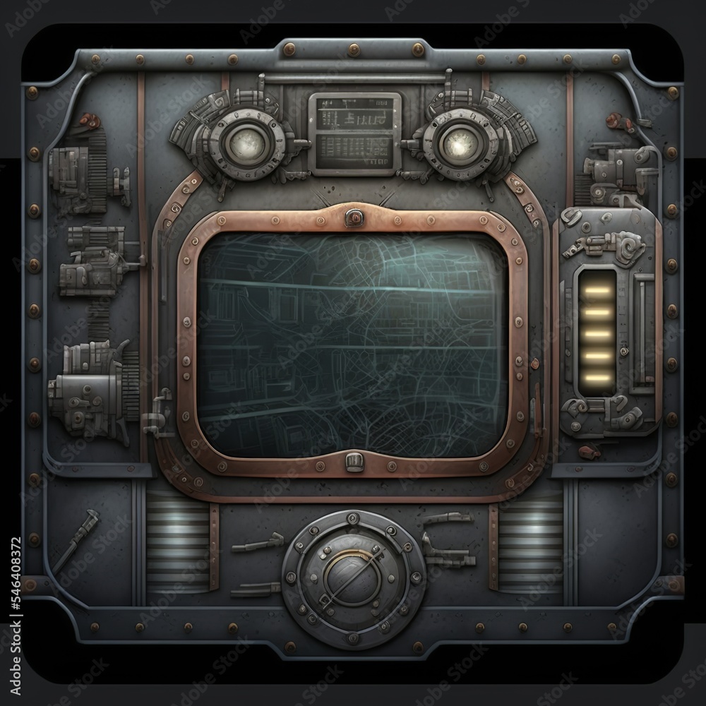 Sci-fi underwater monitor card back frame template steampunk biomechanical  texture design device Stock Illustration | Adobe Stock