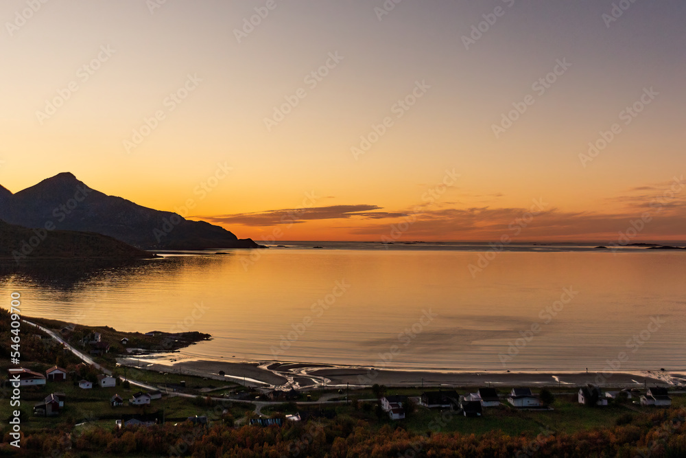 September sunset in Grøtfjord, Norway
