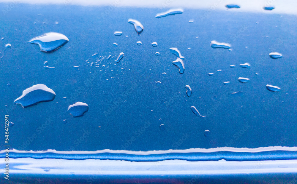 Landscape of drops on the car body after washing it Landscape of drops on the car body after washing it