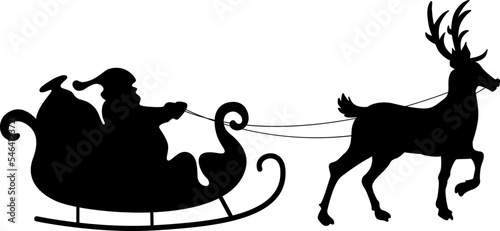 Christmas illustration of Santa with a deer