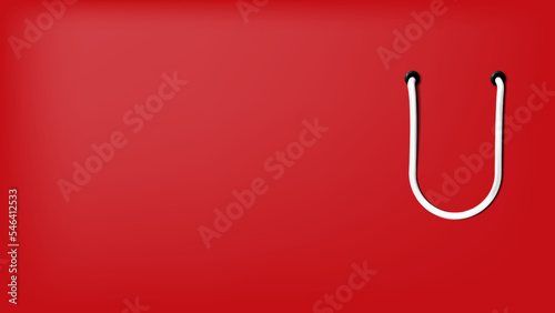 Red background with shopping bag strap and copy-space area