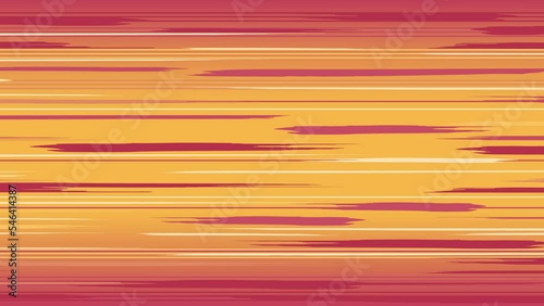 Comic cartoon speed lines background. Horizontal moving lines anime style Orange Red color
