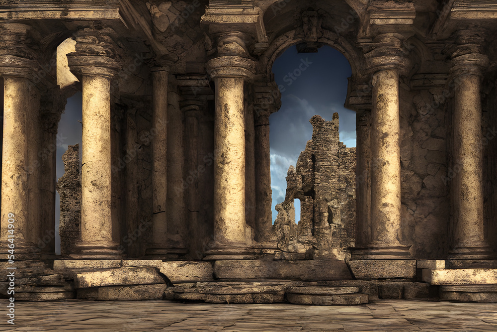 Obraz premium Digital Illustration Old Monument Ruins