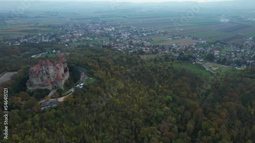  Aerial view of the city Leobendorf  in Austria on a sunny autumn day photo