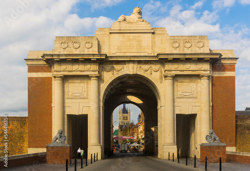 View at the Menin Gate Monument (World War Memorial) in Ypres, Belgium photo