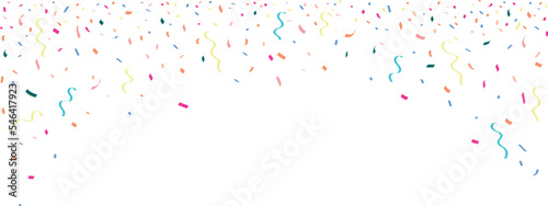 congratulatory background with colored confetti on white background. Vector illustration photo