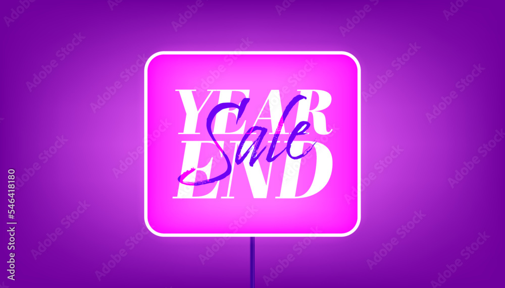 Year end sale typographic on purple lightbox. Special offer end of year sale banner template. Year end sale typographic on purple lightbox. Special offer end of year sale banner template.