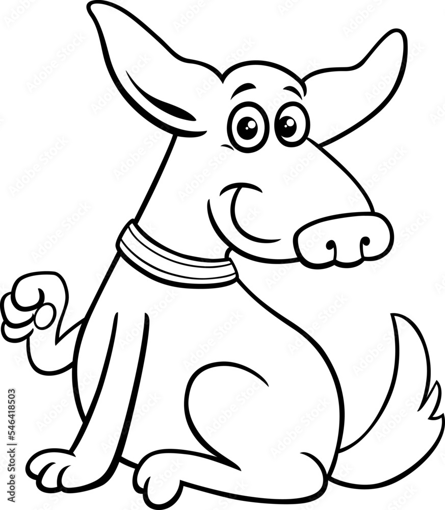 cartoon dog comic character giving a paw coloring page
