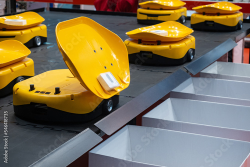 Warehouse sorting robots. M...