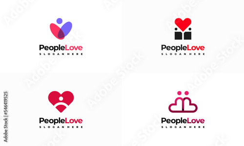 Set of People Love logo designs concept vector, Charity Logo designs symbol icon vector