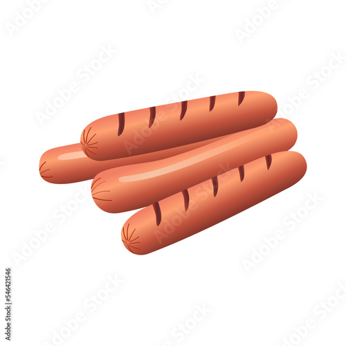 Meat sausage vector illustration isolated on white background