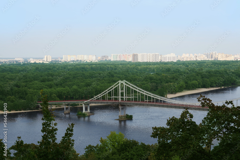 Beautiful cityscape with modern bridge over river