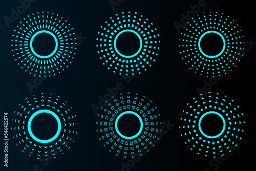 blue circle futuristic interface technology hud vector design.	
