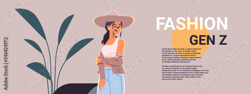 young girl in casual trendy clothes generation Z fashion lifestyle concept new modern demography trend