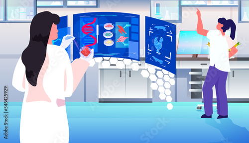 scientists making experiments with cultured red raw meat made from animal cells artificial lab grown meat production