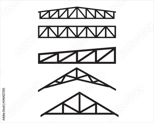 vector design of several types of truss frames, whether it's steel truss frames or wooden truss frames which are usually used to support the roof of a building or to protect the building from above photo