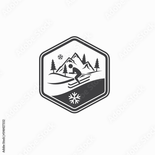 illustration of ski sport, winter sport, vector art.