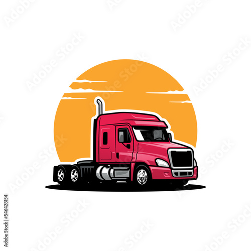 Trucking company logo. Semi truck 18 wheeler vector