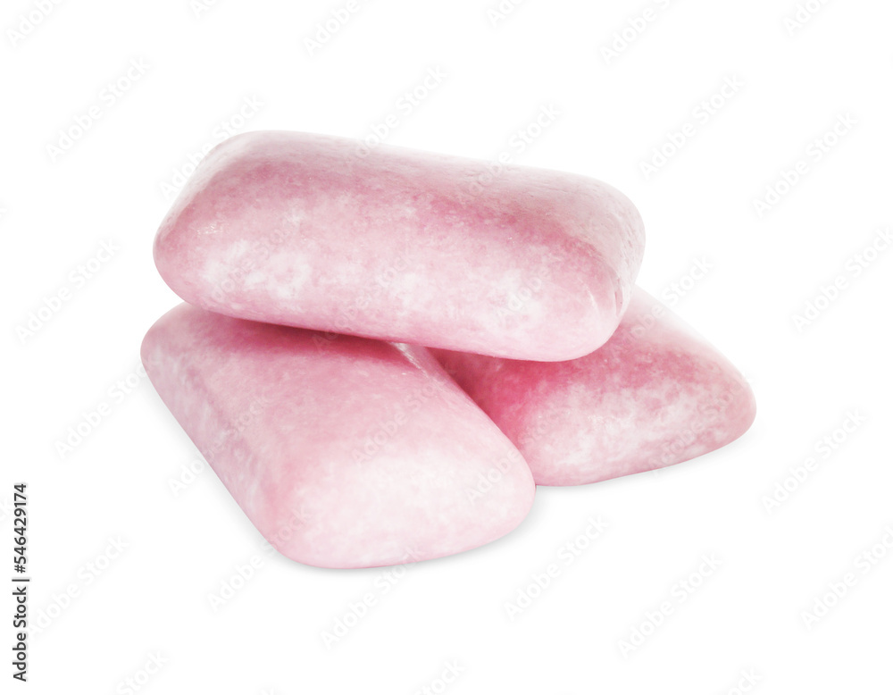 Tasty sweet chewing gums on white background Tasty sweet chewing gums on white background