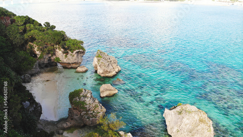 Beautiful coast line of Sesoko-jima island created by dji camera , Okinawa, Japan