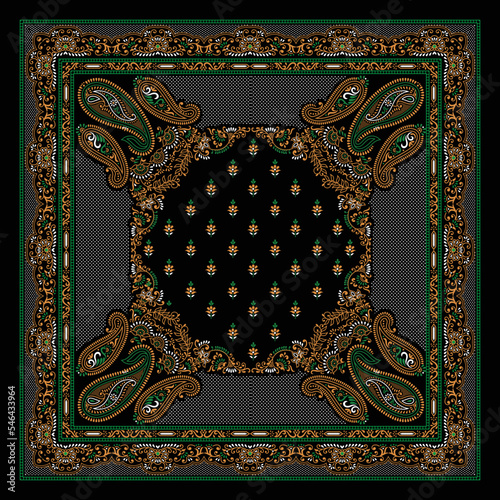paisley bandanna pattern on black background  photo