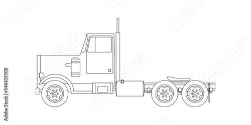 Line drawing tow truck is lifting the broken car to be lifted onto it using the crane. The car was damaged in a traffic accident. Single line draw design vector graphic illustration